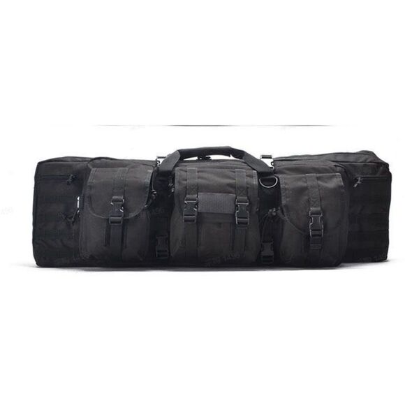 Black Long Bag Case Backpack w/Pistol Case - Lockable Zipper 56''